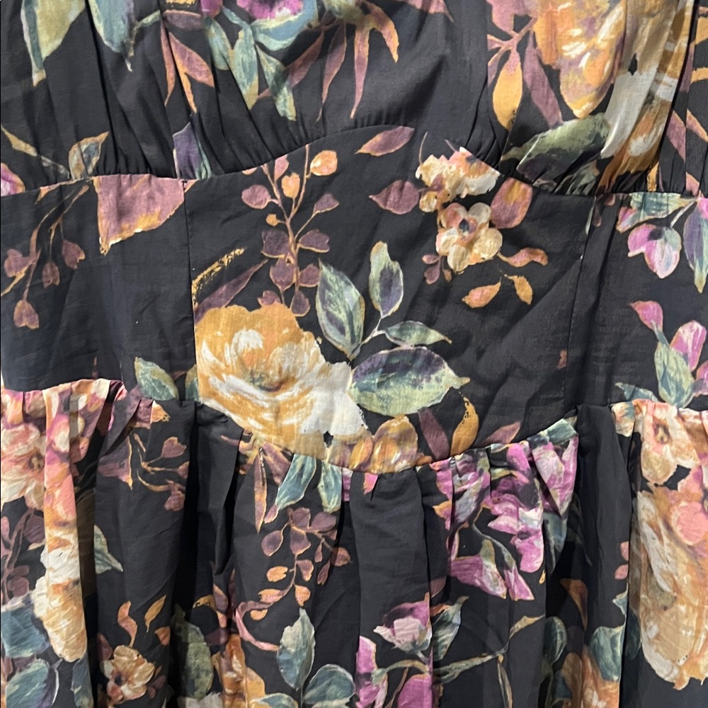 Lulu's Black Floral Midi Dress with Pastel Blooms - Picture 8 of 12